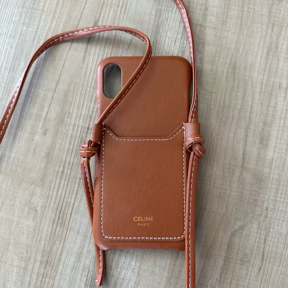 Celine like Brown Leather Phone Case for Iphone XS